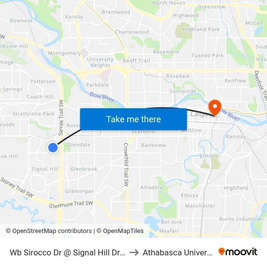 Wb Sirocco Dr @ Signal Hill Dr SW to Athabasca University map