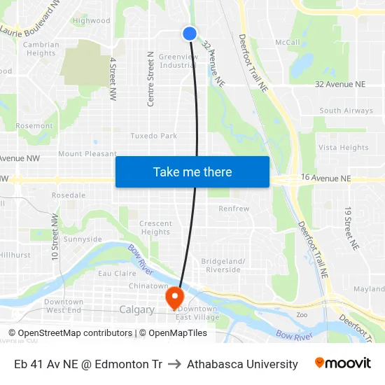 Eb 41 Av NE @ Edmonton Tr to Athabasca University map