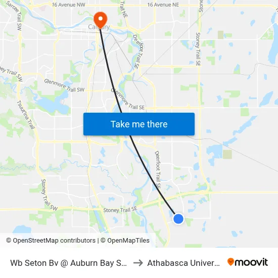 Wb Seton Bv @ Auburn Bay St SE to Athabasca University map