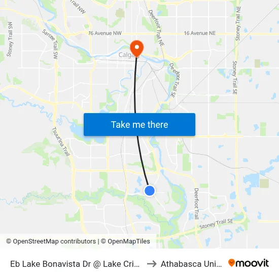 Eb Lake Bonavista Dr @ Lake Crimson Dr SE to Athabasca University map