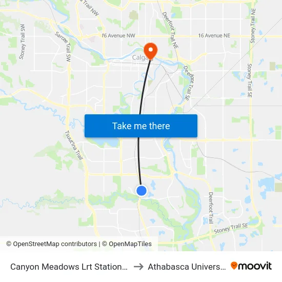 Canyon Meadows Lrt Station Eb to Athabasca University map