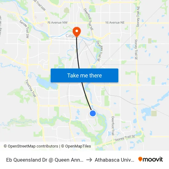 Eb Queensland Dr @ Queen Anne Wy SE to Athabasca University map