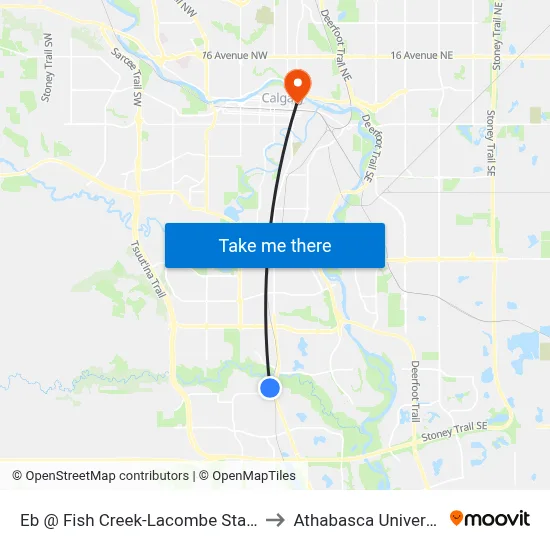 Eb @ Fish Creek-Lacombe Station to Athabasca University map