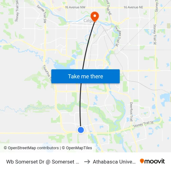 Wb Somerset Dr @ Somerset Cr SW to Athabasca University map