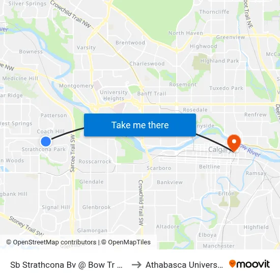 Sb Strathcona Bv @ Bow Tr SW to Athabasca University map