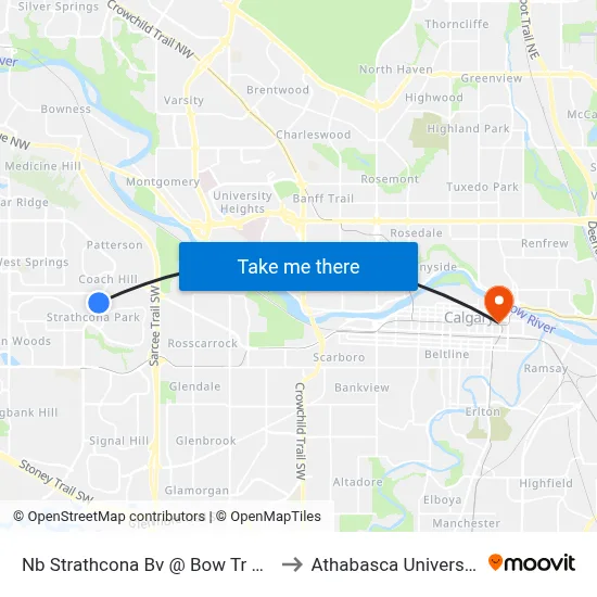 Nb Strathcona Bv @ Bow Tr SW to Athabasca University map