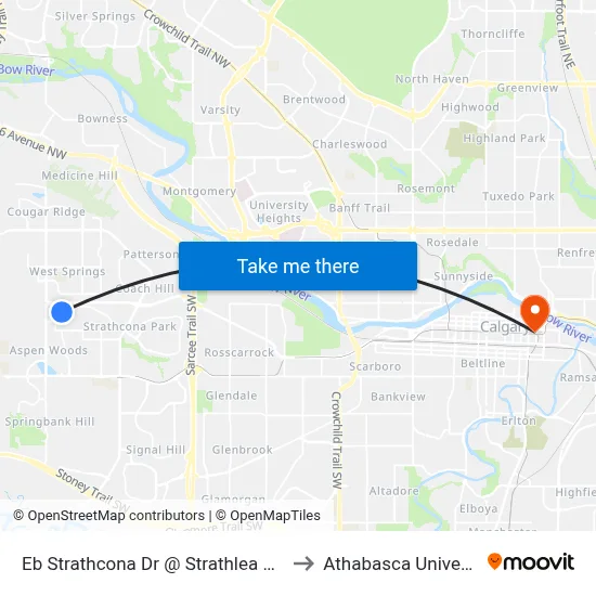 Eb Strathcona Dr @ Strathlea Gr SW to Athabasca University map