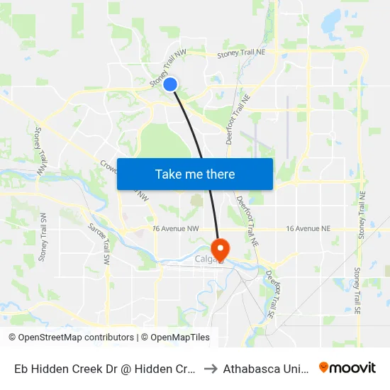 Eb Hidden Creek Dr @ Hidden Creek Gr NW to Athabasca University map