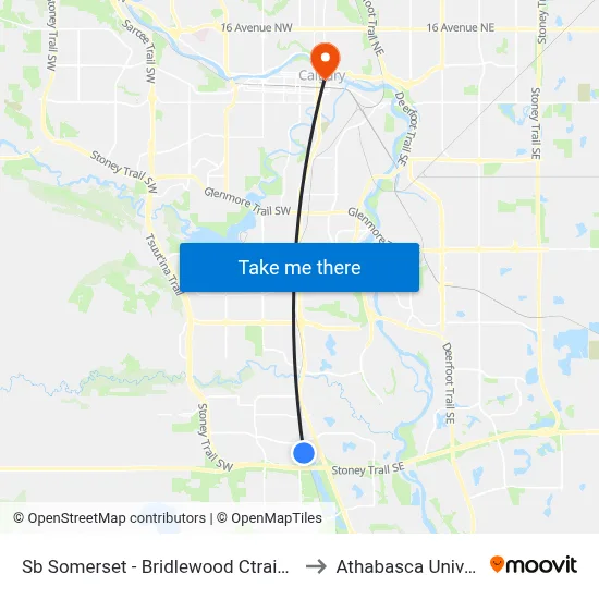 Sb Somerset - Bridlewood Ctrain Station to Athabasca University map