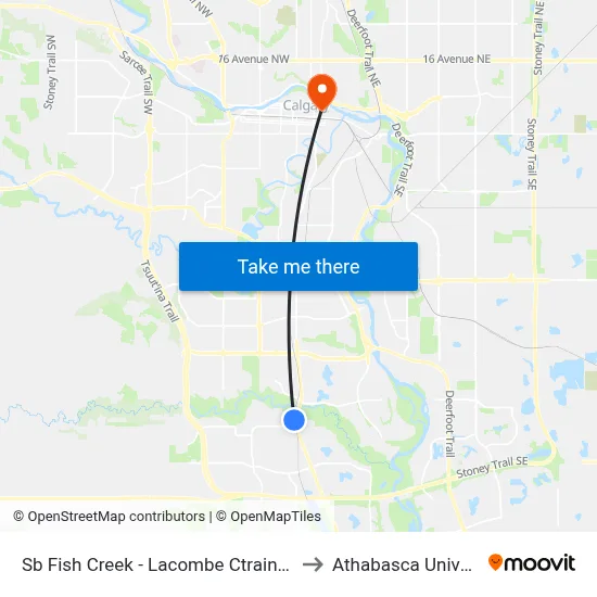 Sb Fish Creek - Lacombe Ctrain Station to Athabasca University map