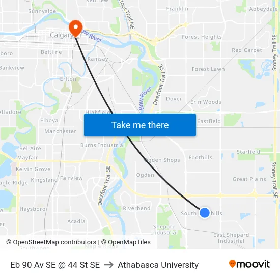 Eb 90 Av SE @ 44 St SE to Athabasca University map