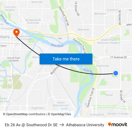 Eb 26 Av @ Southwood Dr SE to Athabasca University map