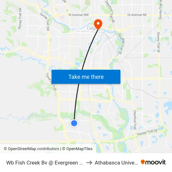 Wb Fish Creek Bv @ Evergreen Ga SW to Athabasca University map