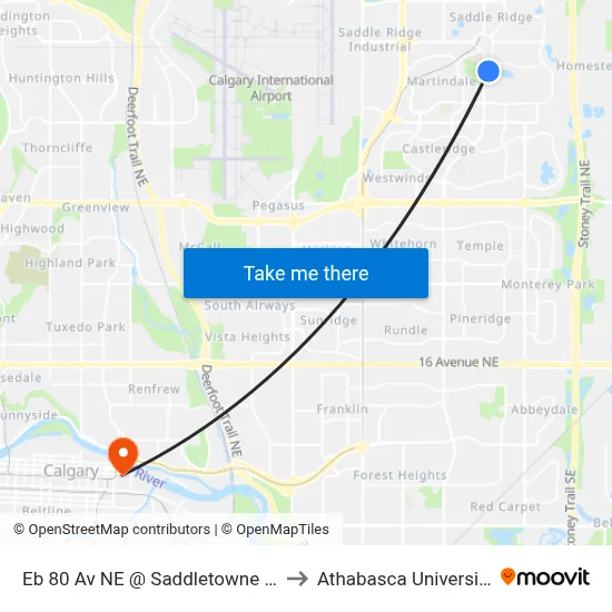 Eb 80 Av NE @ Saddletowne Ci to Athabasca University map