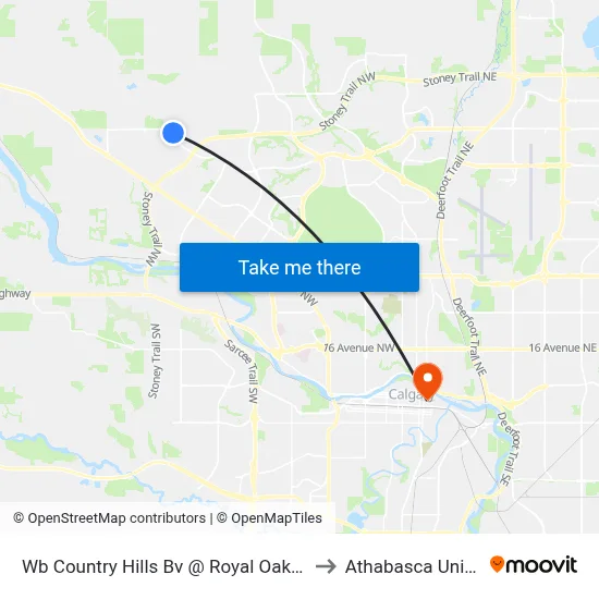 Wb Country Hills Bv @ Royal Oak Centre NW to Athabasca University map