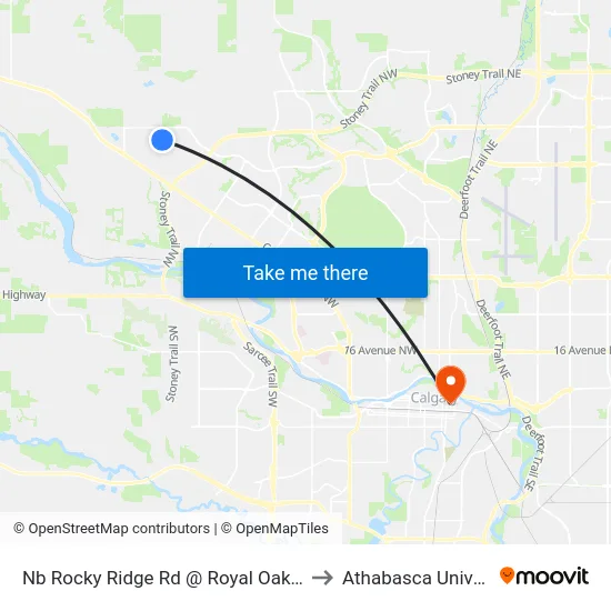 Nb Rocky Ridge Rd @ Royal Oak Wy NW to Athabasca University map