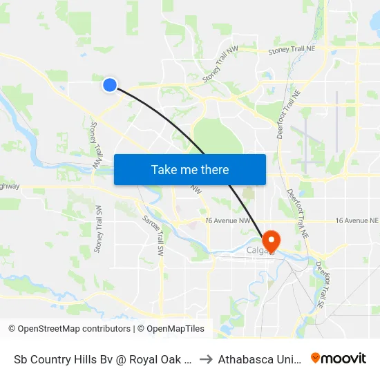 Sb Country Hills Bv @ Royal Oak Centre NW to Athabasca University map