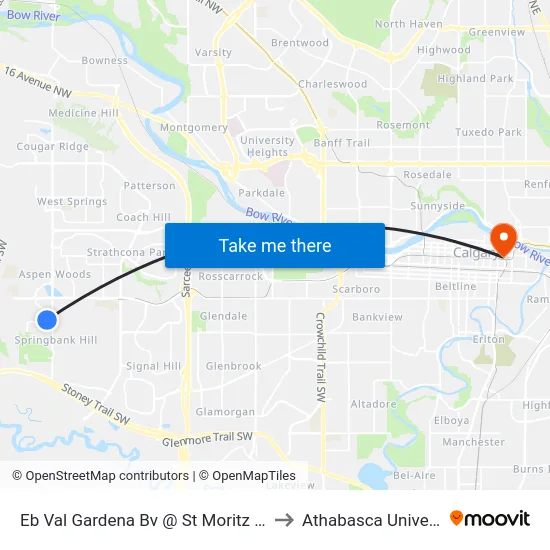Eb Val Gardena Bv @ St Moritz Dr SW to Athabasca University map