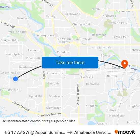 Eb 17 Av SW @ Aspen Summit Dr to Athabasca University map