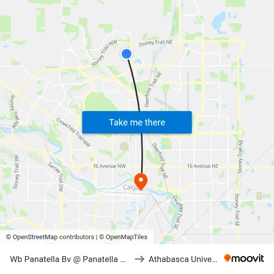Wb Panatella Bv @ Panatella Dr NW to Athabasca University map