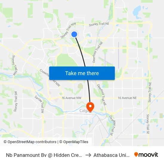Nb Panamount Bv @ Hidden Creek Wy NW to Athabasca University map