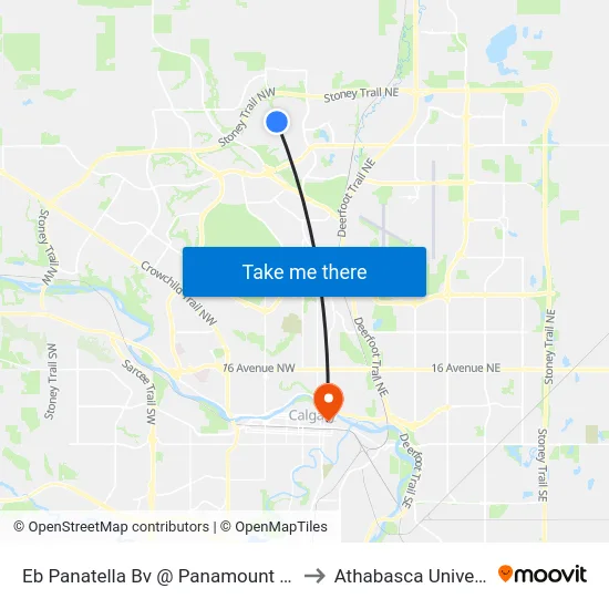Eb Panatella Bv @ Panamount St NW to Athabasca University map