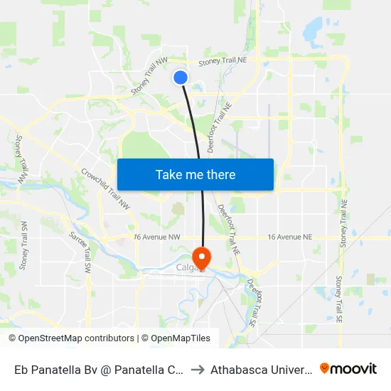 Eb Panatella Bv @ Panatella Cl NW to Athabasca University map