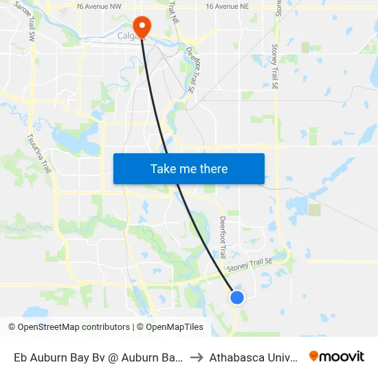 Eb Auburn Bay Bv @ Auburn Bay Gt SE to Athabasca University map