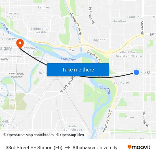 33rd Street SE Station (Eb) to Athabasca University map