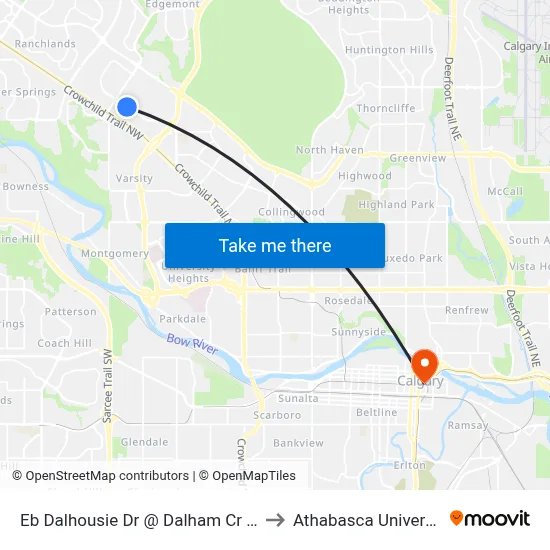 Eb Dalhousie Dr @ Dalham Cr NW to Athabasca University map