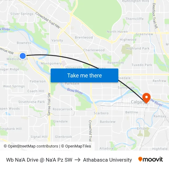 Wb Na'A Drive @ Na'A Pz SW to Athabasca University map