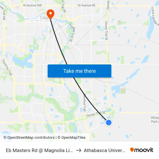 Eb Masters Rd @ Magnolia Li SE to Athabasca University map