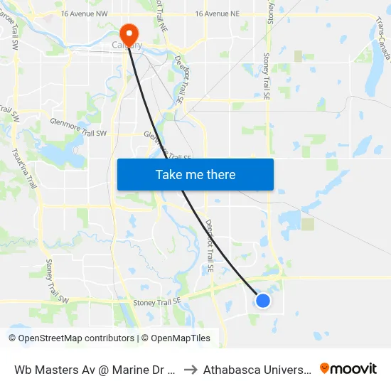 Wb Masters Av @ Marine Dr SE to Athabasca University map