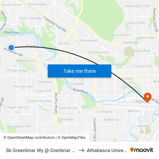 Sb Greenbriar Wy @ Grenbriar Pl NW to Athabasca University map