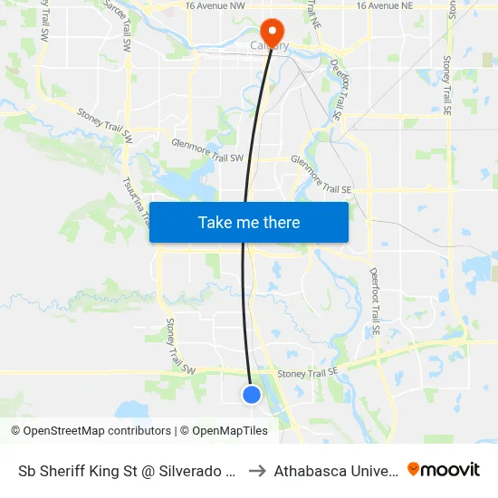 Sb Sheriff King St @ Silverado Wy SW to Athabasca University map