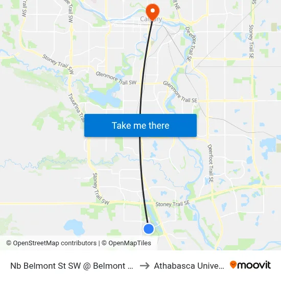 Nb Belmont St SW @ Belmont Bv SW to Athabasca University map