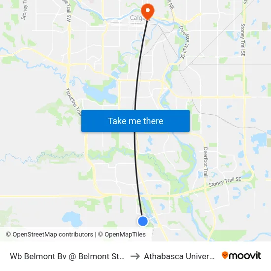 Wb Belmont Bv @ Belmont St SW to Athabasca University map