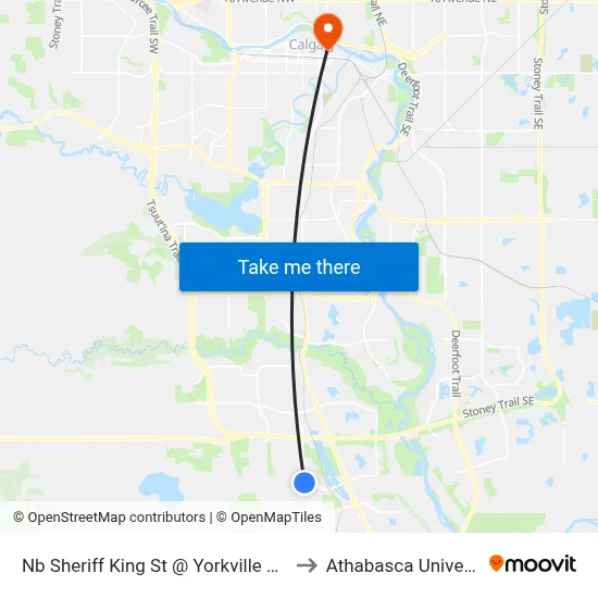 Nb Sheriff King St @ Yorkville Av SW to Athabasca University map