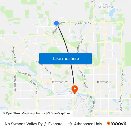 Nb Symons Valley Py @ Evanston Wy NW to Athabasca University map