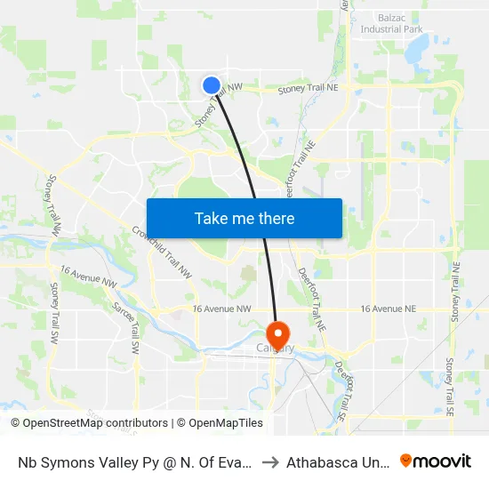Nb Symons Valley Py @ N. Of Evanston Wy NW to Athabasca University map