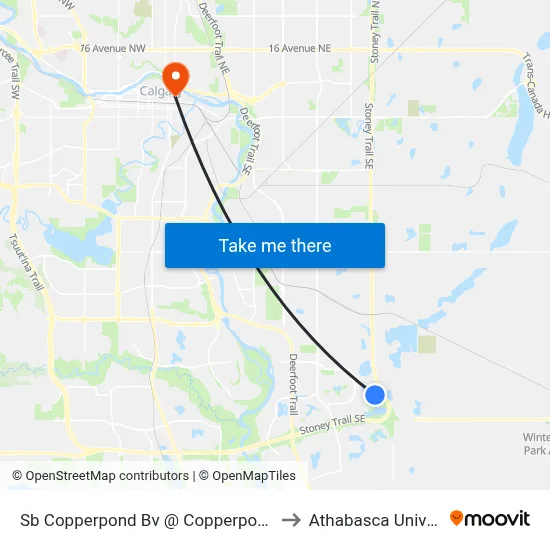 Sb Copperpond Bv @ Copperpond Ln SE to Athabasca University map