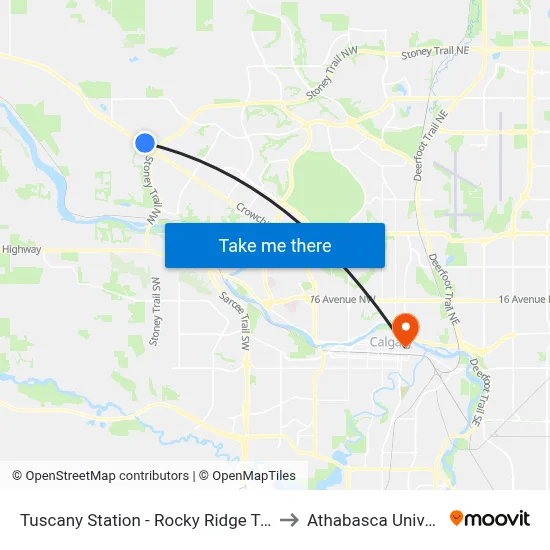Tuscany Station - Rocky Ridge Terminal to Athabasca University map