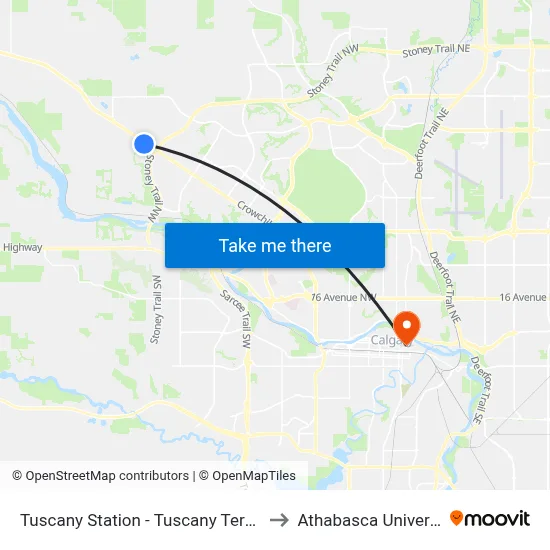 Tuscany Station - Tuscany Terminal to Athabasca University map