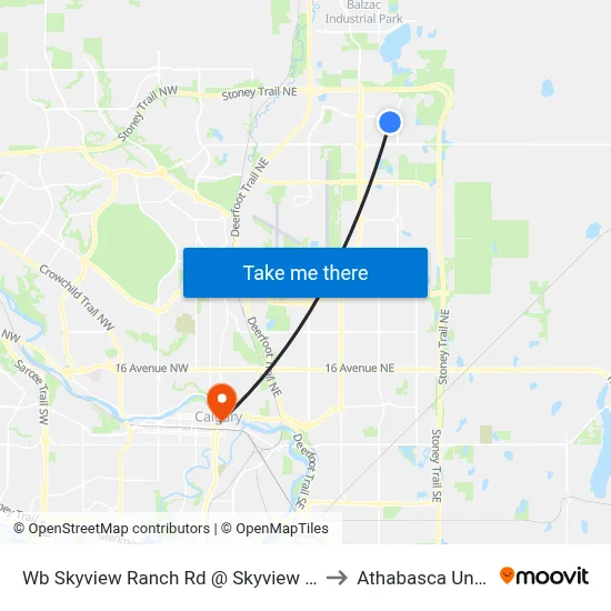 Wb Skyview Ranch Rd @ Skyview Ranch Bv NE to Athabasca University map