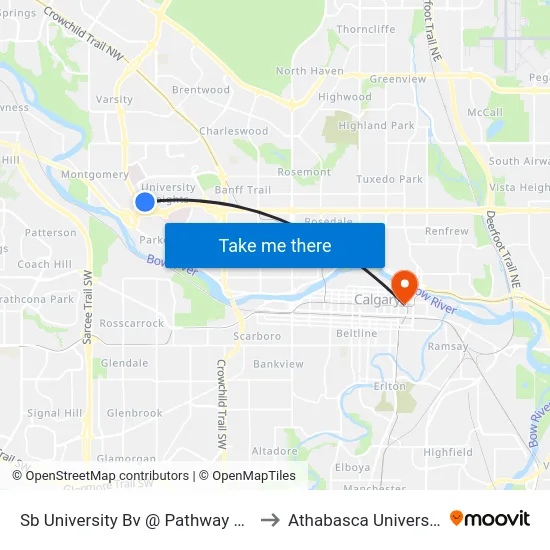 Sb University Bv @ Pathway NW to Athabasca University map