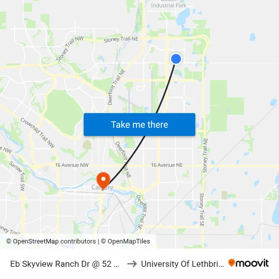 Eb Skyview Ranch Dr @ 52 St NE to University Of Lethbridge map