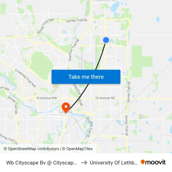 Wb Cityscape Bv @ Cityscape Dr NE to University Of Lethbridge map