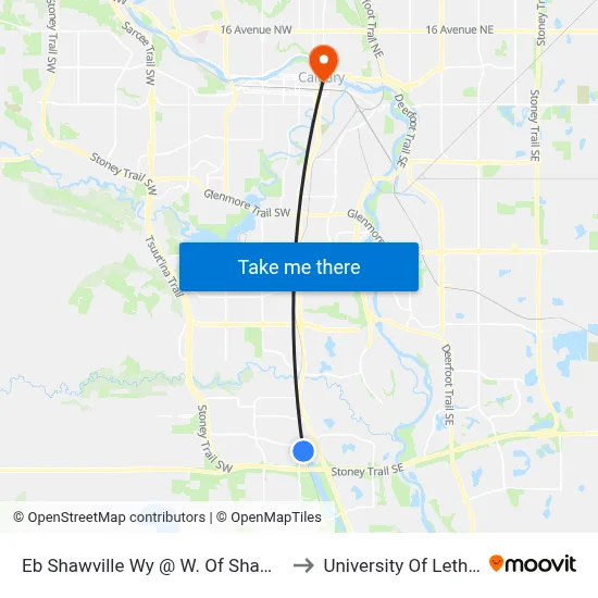 Eb Shawville Wy @ W. Of Shawville Li SE to University Of Lethbridge map