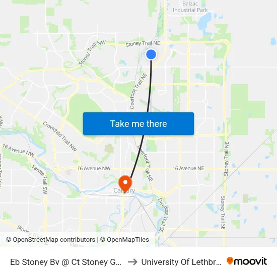 Eb Stoney Bv @ Ct Stoney Garage to University Of Lethbridge map