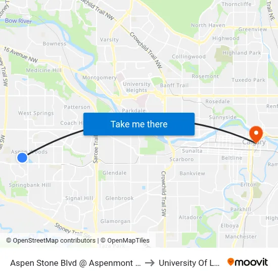 Aspen Stone Blvd @ Aspenmont Ht SW Nearside to University Of Lethbridge map